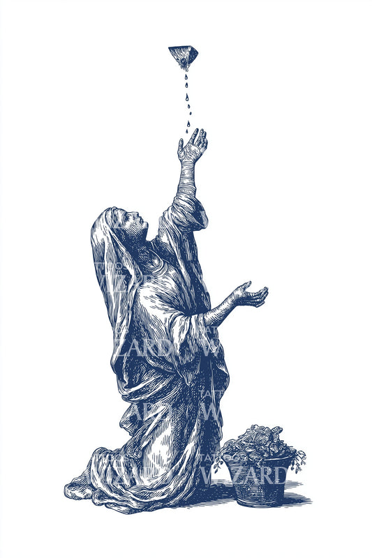 Kneeling Prayer Figure Tattoo Design