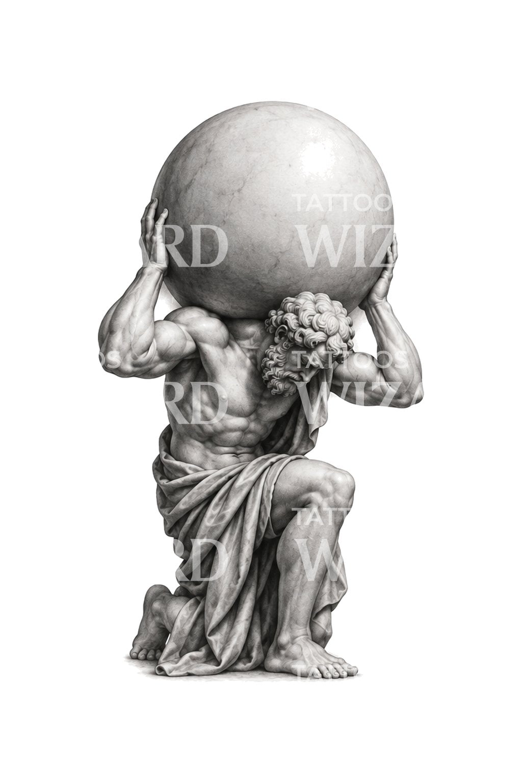 跪地托举世界的泰坦插画