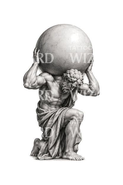 跪地托举世界的泰坦插画