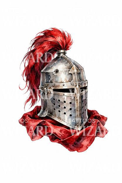 Grote ridderhelm, aquarel tattoo