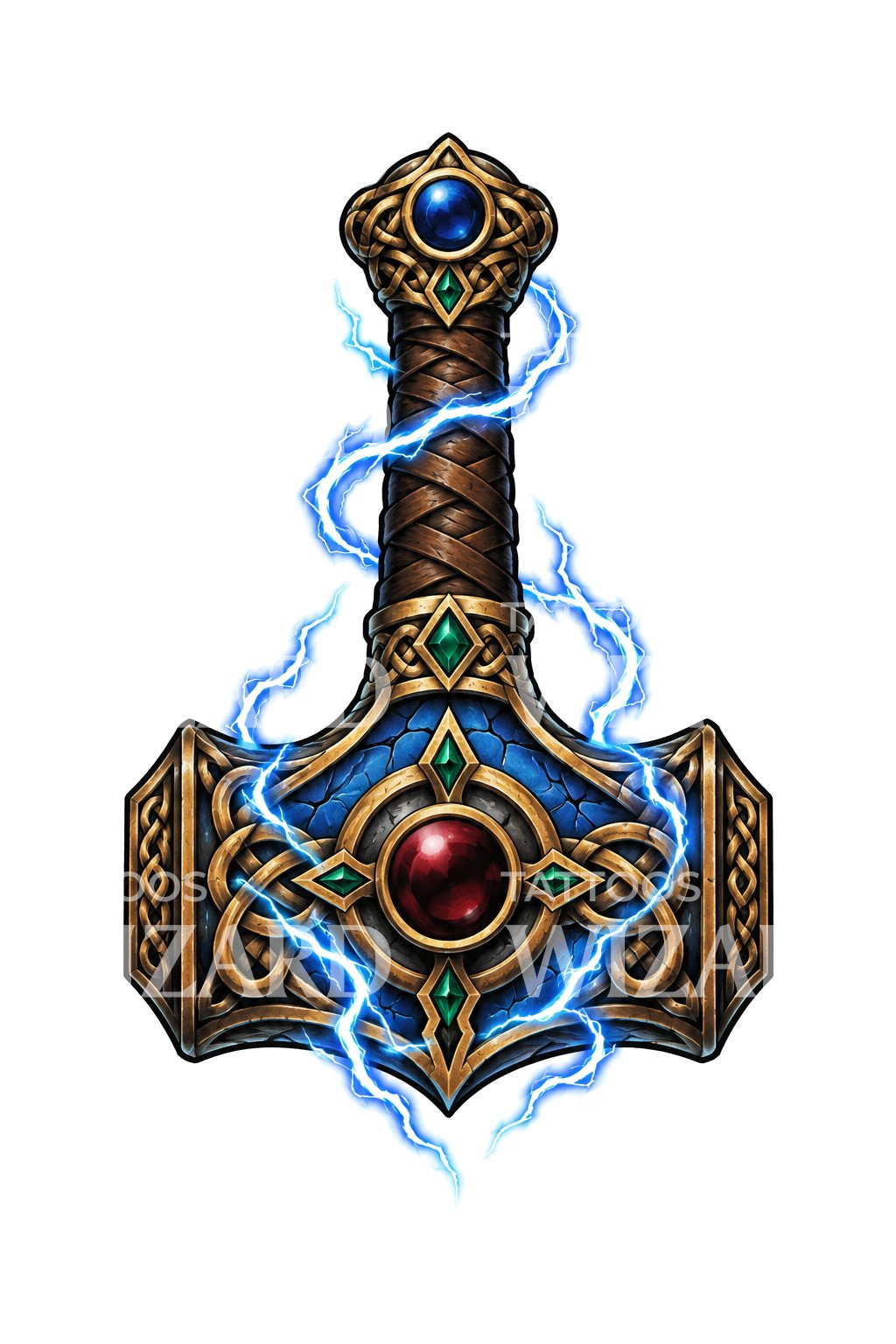 Tatoveringsdesign af tordenhammeramulet med knudearbejde