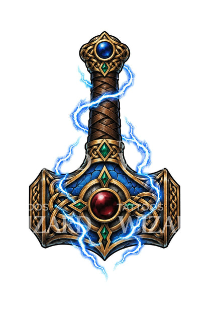 Tatoveringsdesign af tordenhammeramulet med knudearbejde