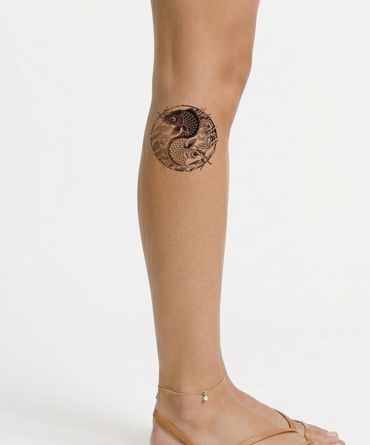Desain Tato Lingkaran Ikan Koi
