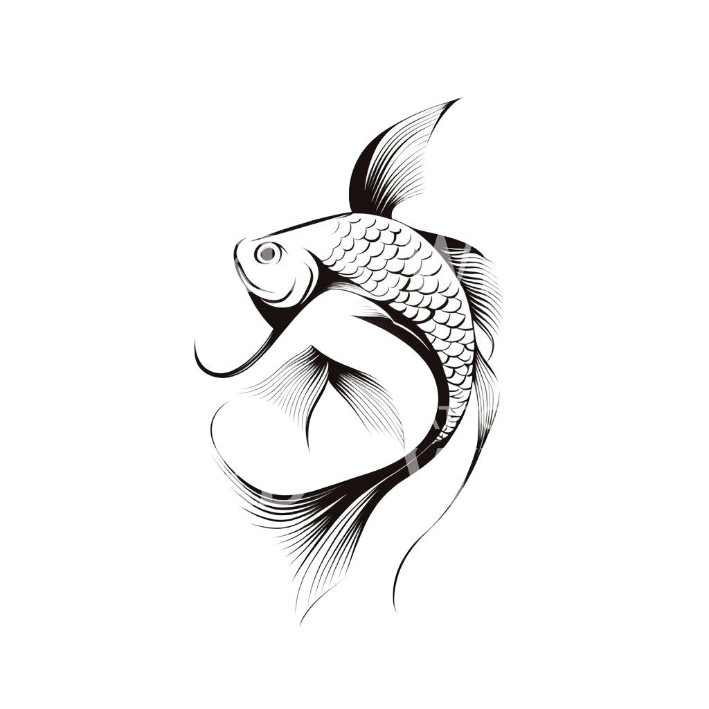 Koi Fish in Minimalist Flow Tattoo Design