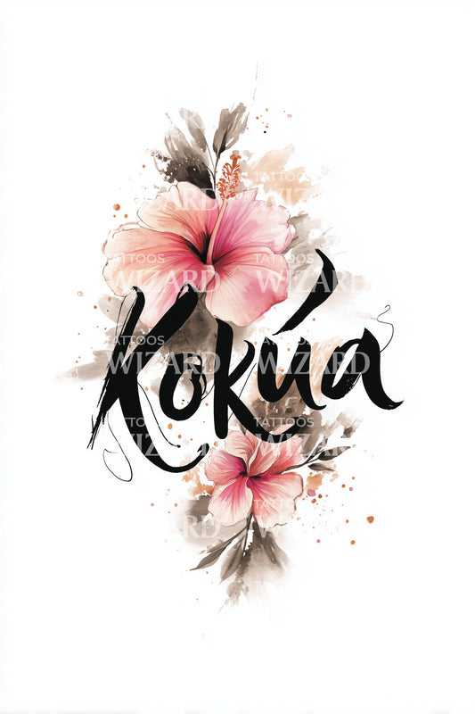 Kokua Hibiscus Script Tattoo Design
