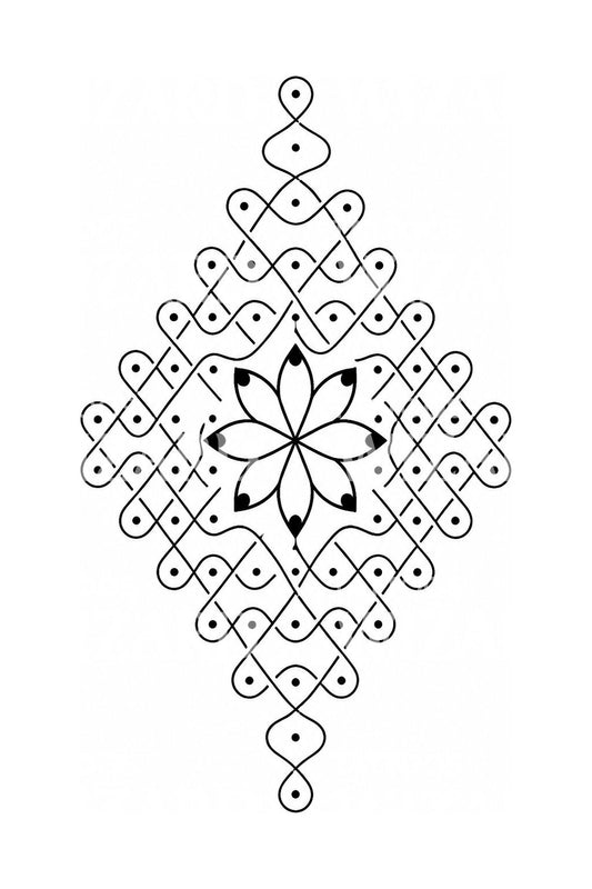 Kolam-tattoo-ontwerp met puntrooster