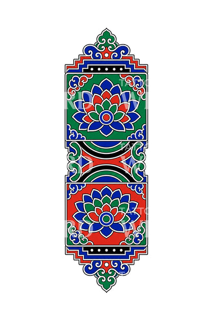 Koreaans dancheong-lotuspaneel-tattoo-ontwerp