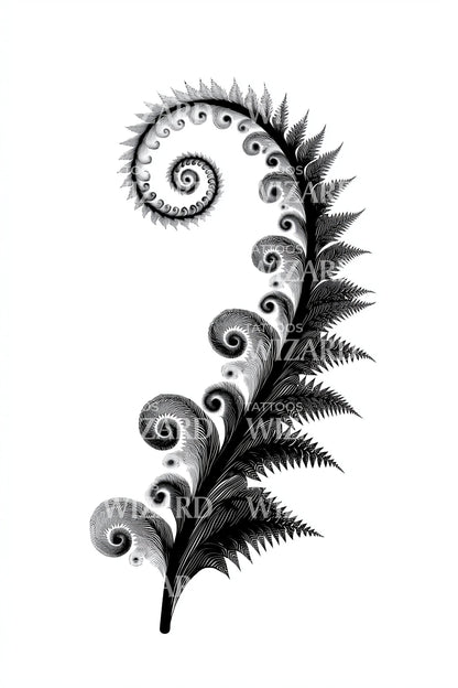 Koru Fern Curl Tattoo Design