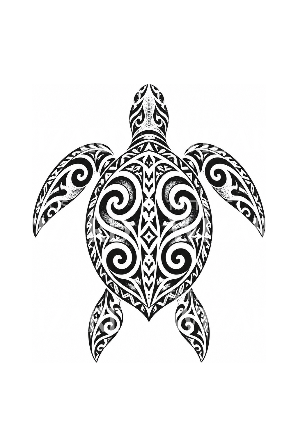 Koru Spiral Sea Turtle Tattoo Design