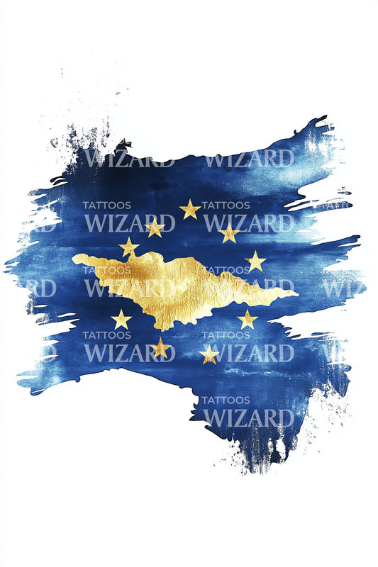 Ilustração de Tatuagem Mapa de Estrelas de Kosovo