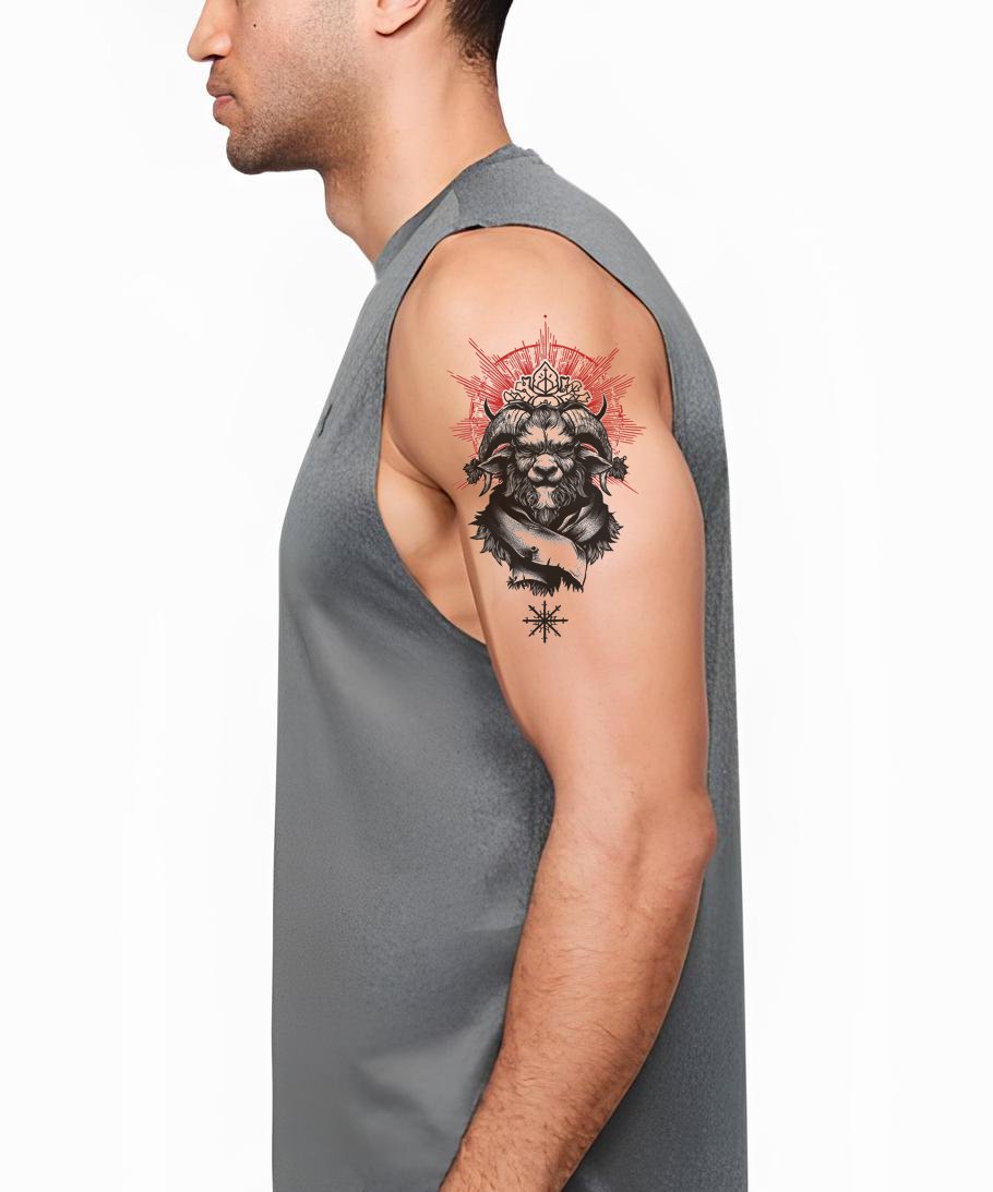 Krampus Crowned Beast Tattoo Illustration