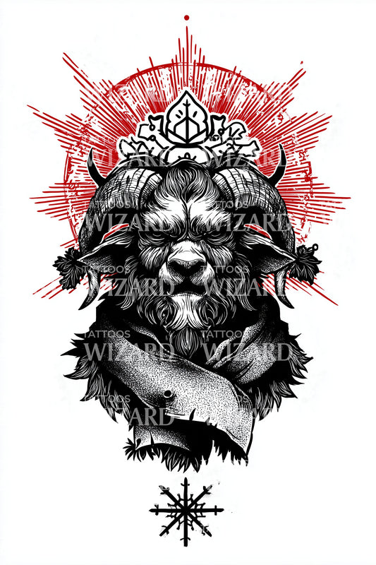 Krampus Crowned Beast Tattoo Illustration