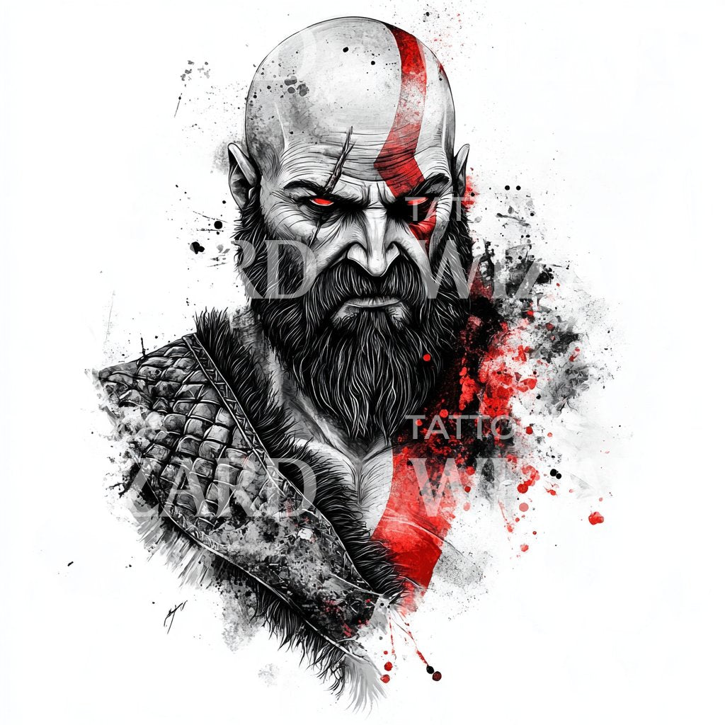 Kratos God of War Dotwork Tattoo Idea