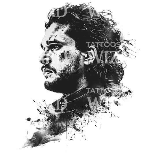 Brave Jon Snow Portrait Tattoo Design