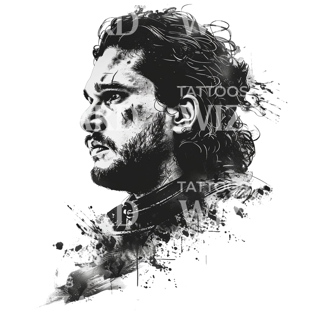 Conception de tatouage de portrait de Brave Jon Snow