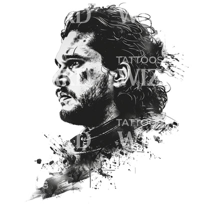 Brave Jon Snow Portrait Tattoo Design