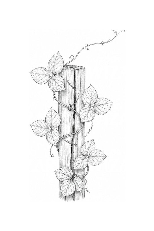 Desain Tato Kudzu pada Tiang Pagar