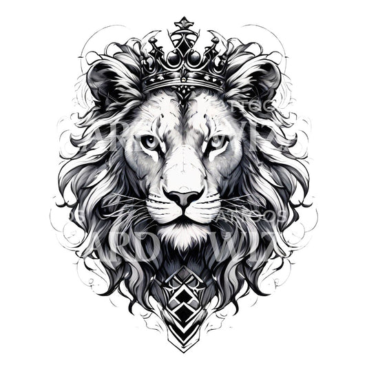 Löwe Schachkönig Tattoo Design