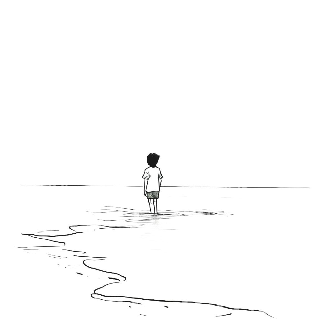 Einsamer Junge im Meer Tattoo-Design