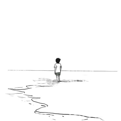 Lonely Boy in the Sea Tattoo Design