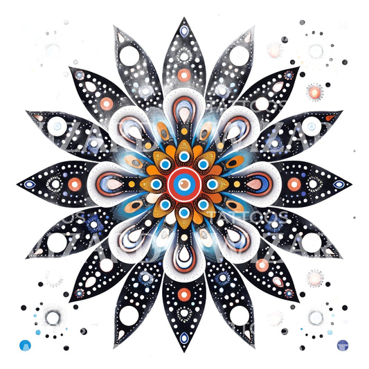 Aboriginal Colorful Mandala Tattoo Design