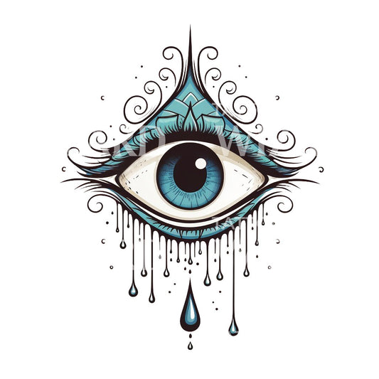 Old School Eye and Tears Tattoo Design
