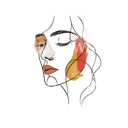 Single Line Woman Portrait Tattoo Design