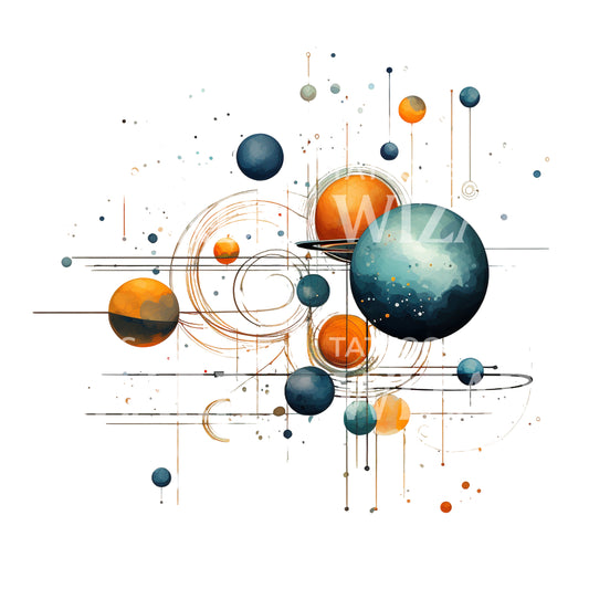 Planets Cosmic Tattoo Design