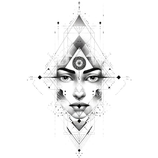 Mystical Cosmic Woman Tattoo Design