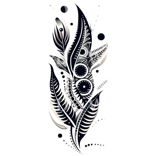 Primitive Art Inspired Feathers Tattoo Design