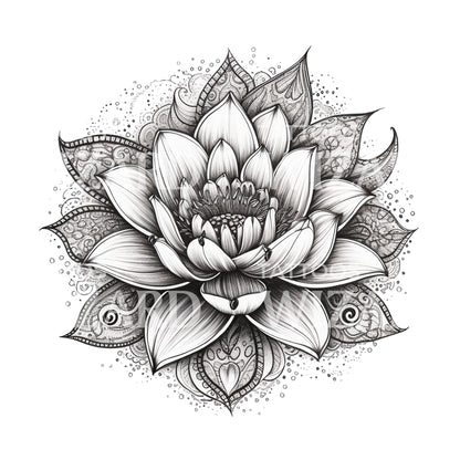 Geometric Lotus Flower Tattoo Design