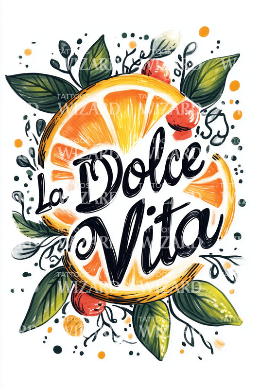 La Dolce Vita Orange Tattoo Illustration