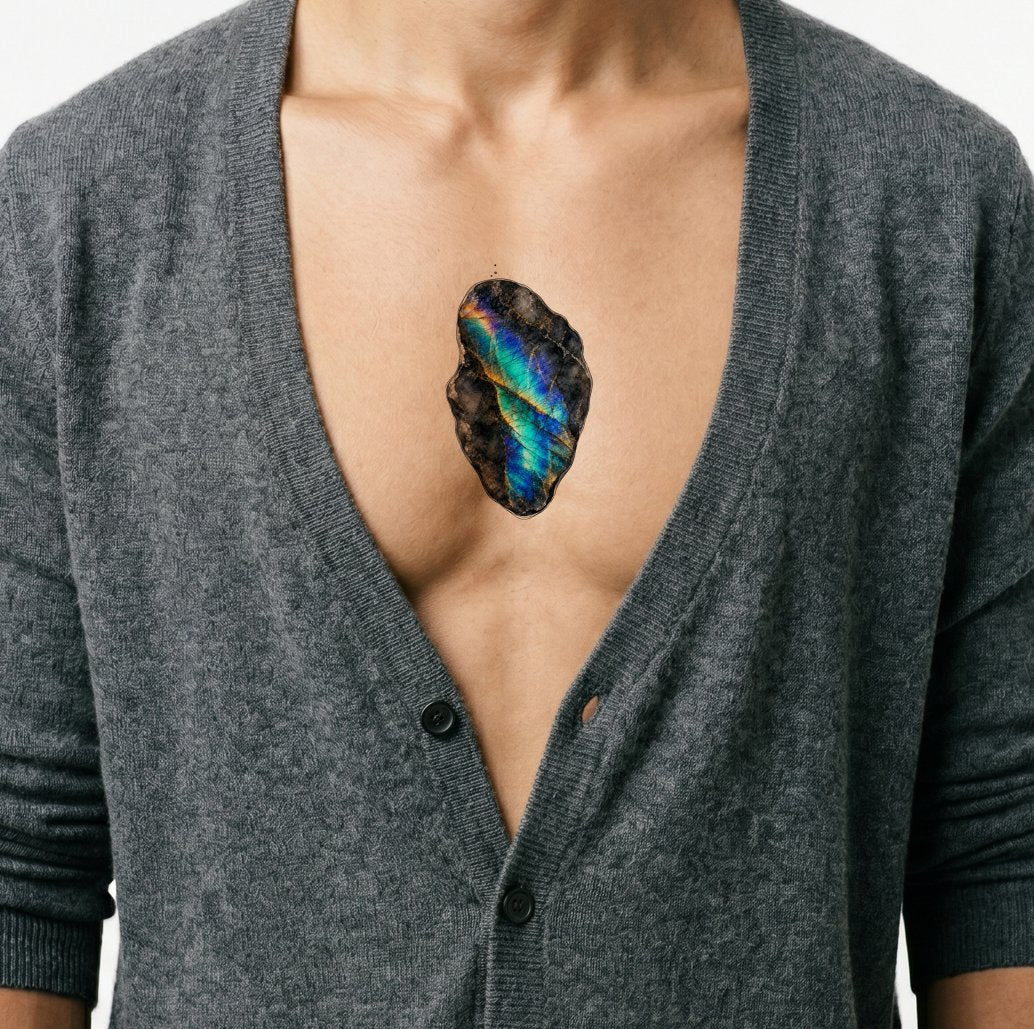 Labradorite Crystal Slab Tattoo Design