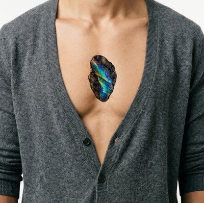 Labradorite Crystal Slab Tattoo Design
