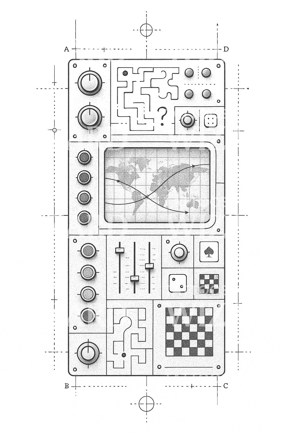 Labyrinth Control Panel Tattoo Design