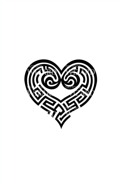 Design Tatuaggio Emblema Cuore Labirinto