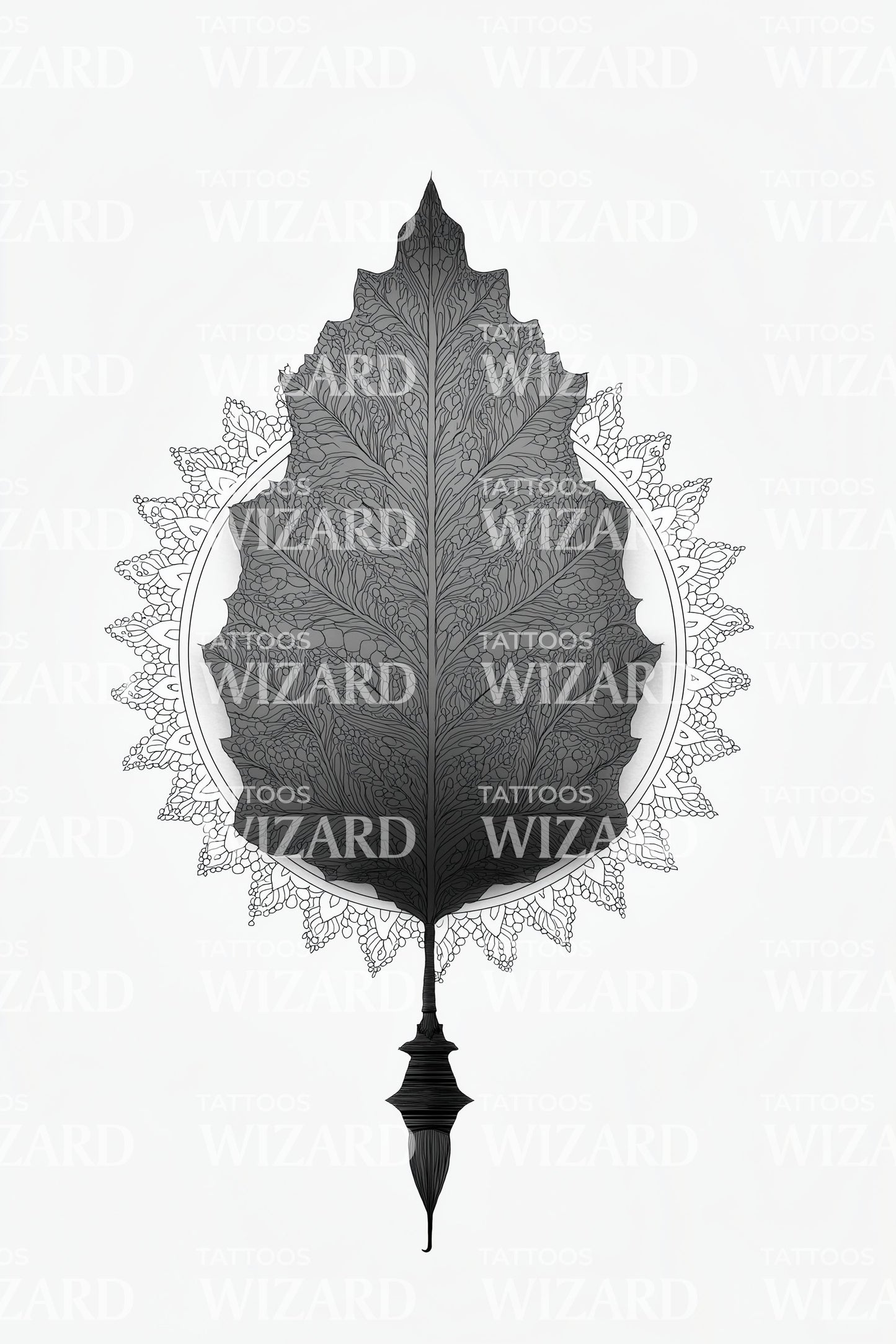 Lace Edge Leaf Tattoo Design