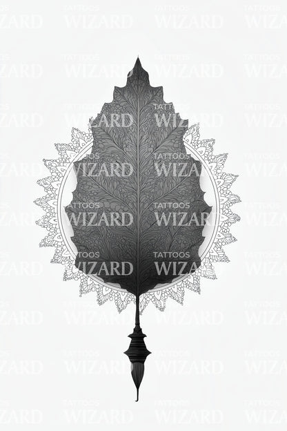 Lace Edge Leaf Tattoo Design