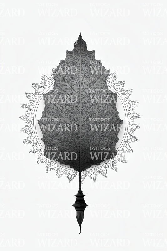 Lace Edge Leaf Tattoo Design