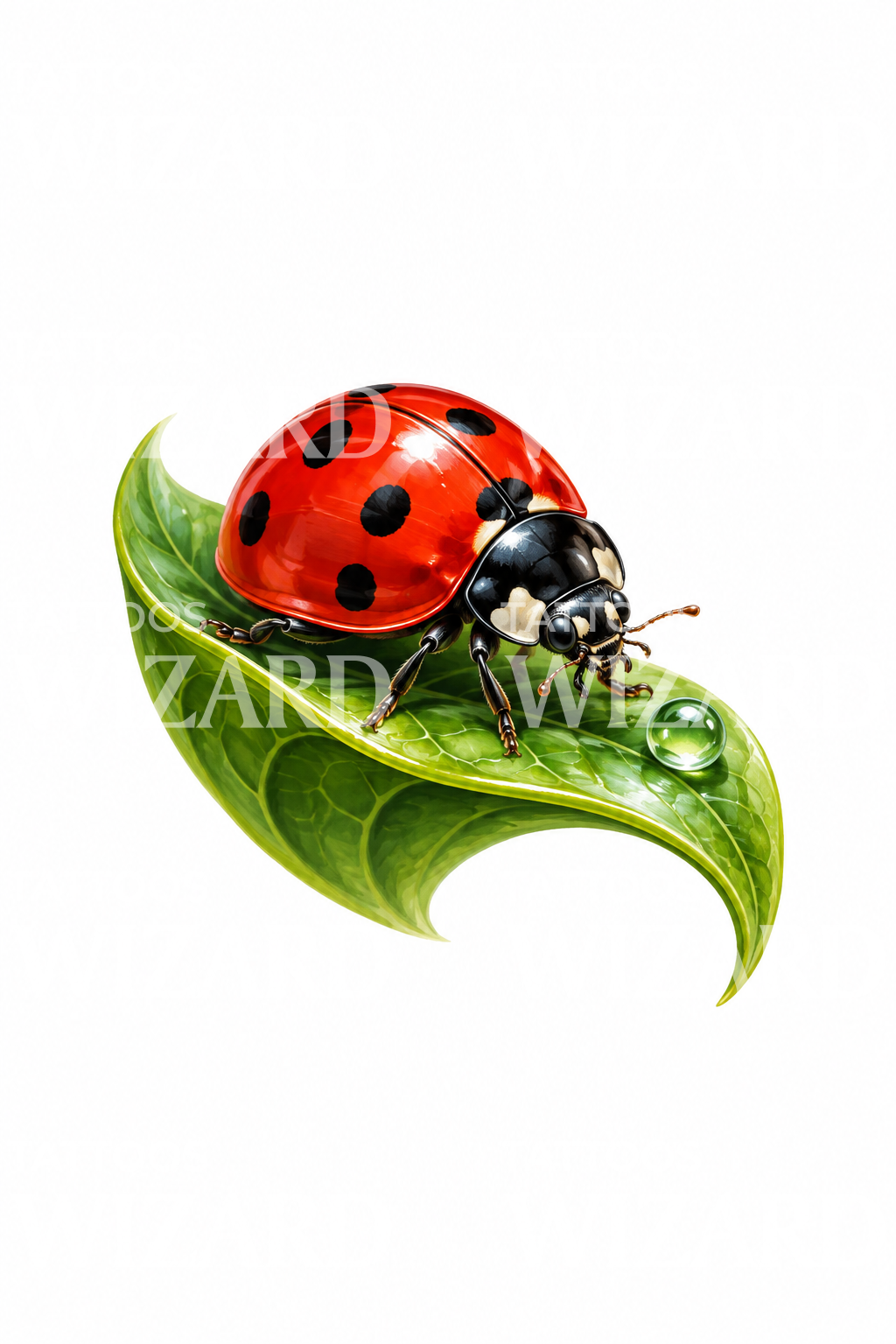 Ladybird on Leaf Realism Tattoo Idea