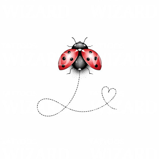 Ladybug Flight Heart Tattoo Design
