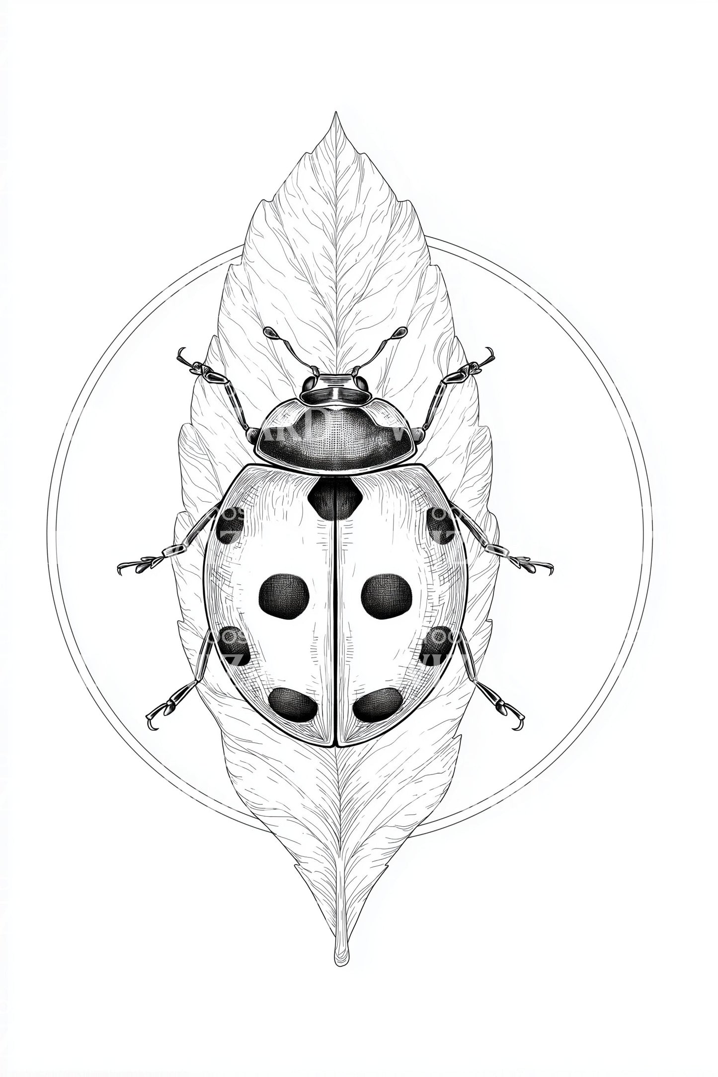 Ladybug Leaf Geometry Tattoo Idea