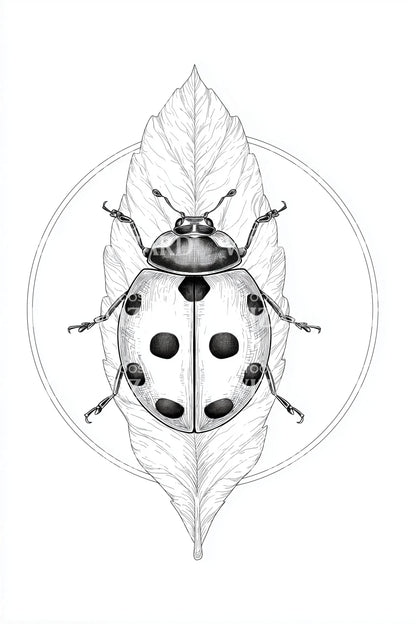 Ladybug Leaf Geometry Tattoo Idea