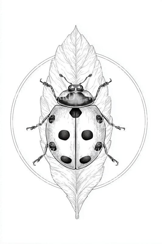 Ladybug Leaf Geometry Tattoo Idea
