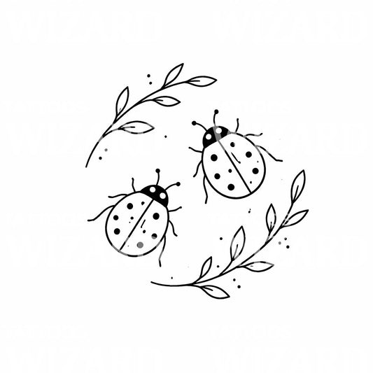 Ladybug Wreath Tattoo Design