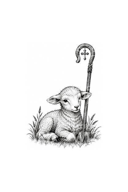 Çoban Değneği ve Haçla Tanrı’nın Kuzusu, dotwork dövme
