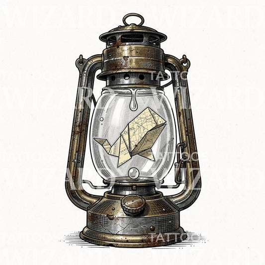 Laterne Karte Boot Tattoo-Design