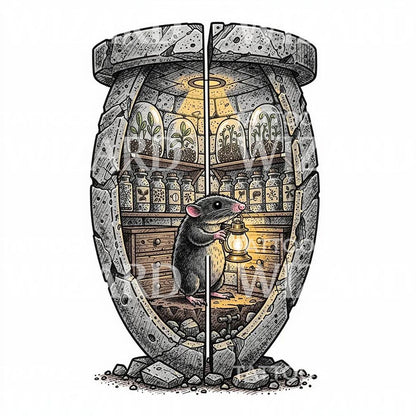 Rotte med Lygte Apoteker Tattoo-Design