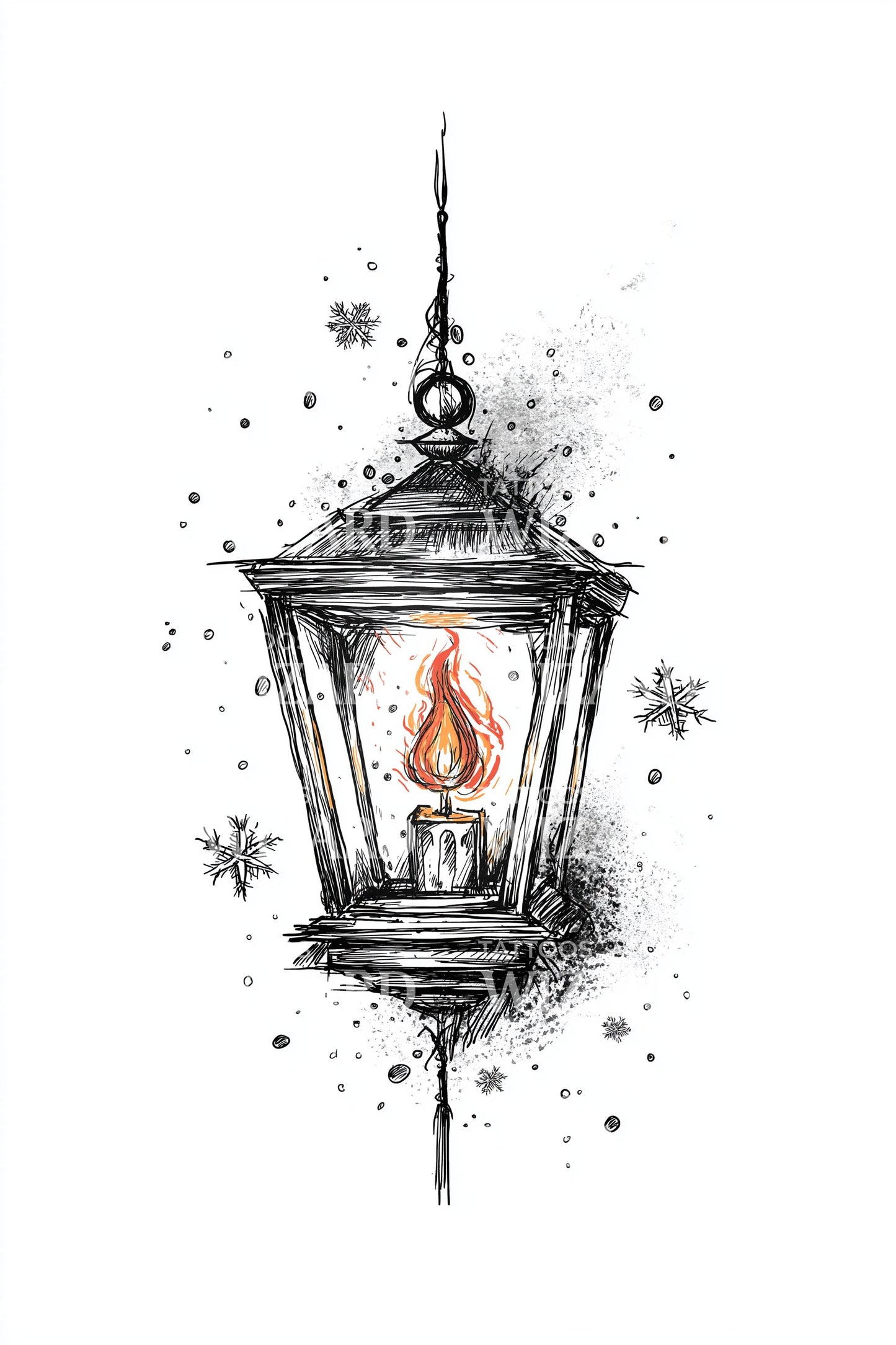 Lantern with Warm Flame Tattoo Design