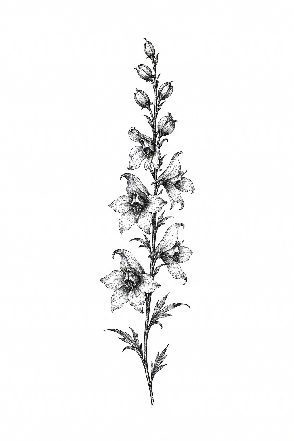翠雀花花穗点刺纹身